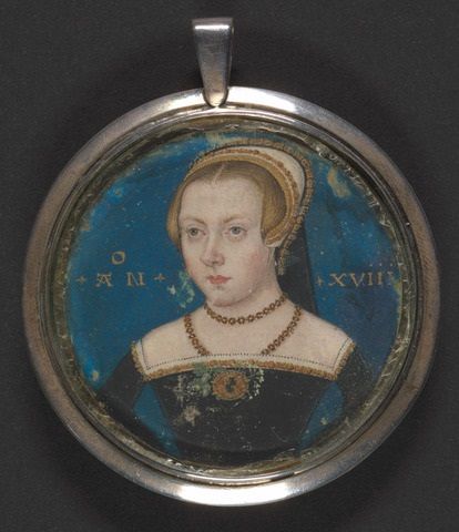 The Yale Miniature Portrait - Unknown Lady Attributed to Levina Teerlinc (d. 1576) Gouache on thin card; 1 7/8 in. ca. 1535-45, Provenance: Paul Mellom (d. 1999), by whom; Gifted to Yale Center for British Art, 1966.