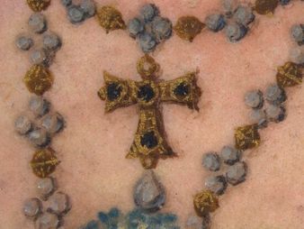 Katherine of Aragon (detail of NPG 4682) with Jane Seymour's cross