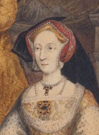 The Whitehall Mural 1737 (detail showing Jane Seymour). George Vertue after Hans Holbein the Younger. 1737 after original from 1537+ Royal Collection