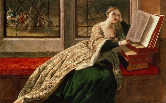 Lady Jane Grey reading while her family is out hunting, by Frederick Richard Pickersgill