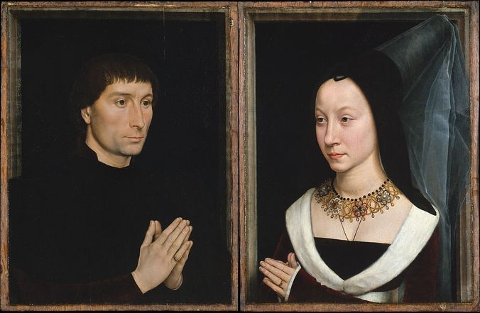 Tommaso di Folco Portinari (1428–1501); Maria Portinari (Maria Maddalena Baroncelli, born 1456), ca. 1470, by Hans Memling, Netherlandish