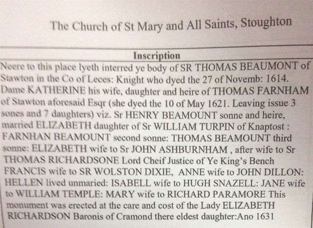The Family of Katherine Farnham, Lady Beaumont, Only Surviving child of Helen Chaloner Farnham