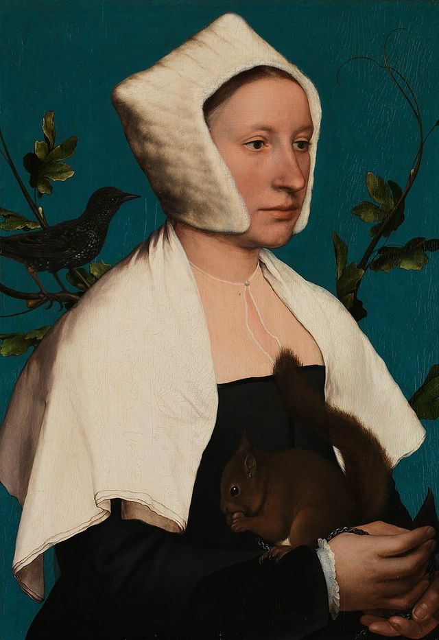 Portrait of a Lady with a Squirrel and a Starling, probably Anne Lovell